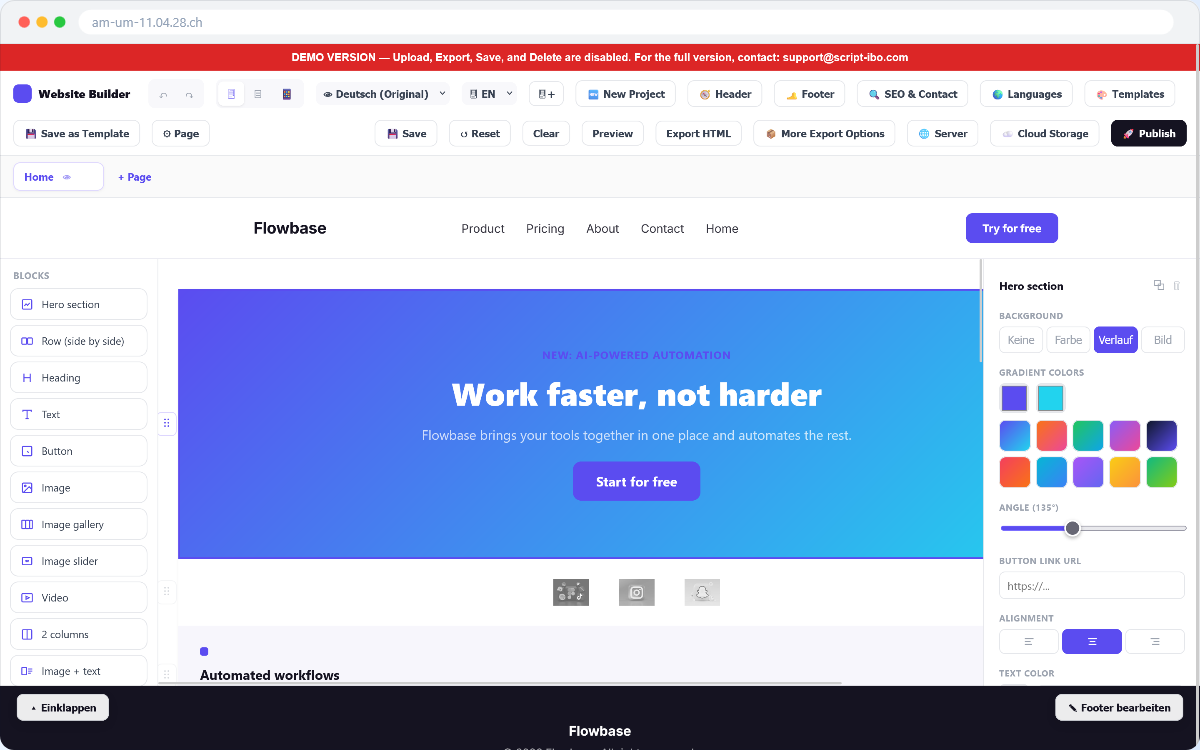 IBO4 — Der Drag-&-Drop Website Builder