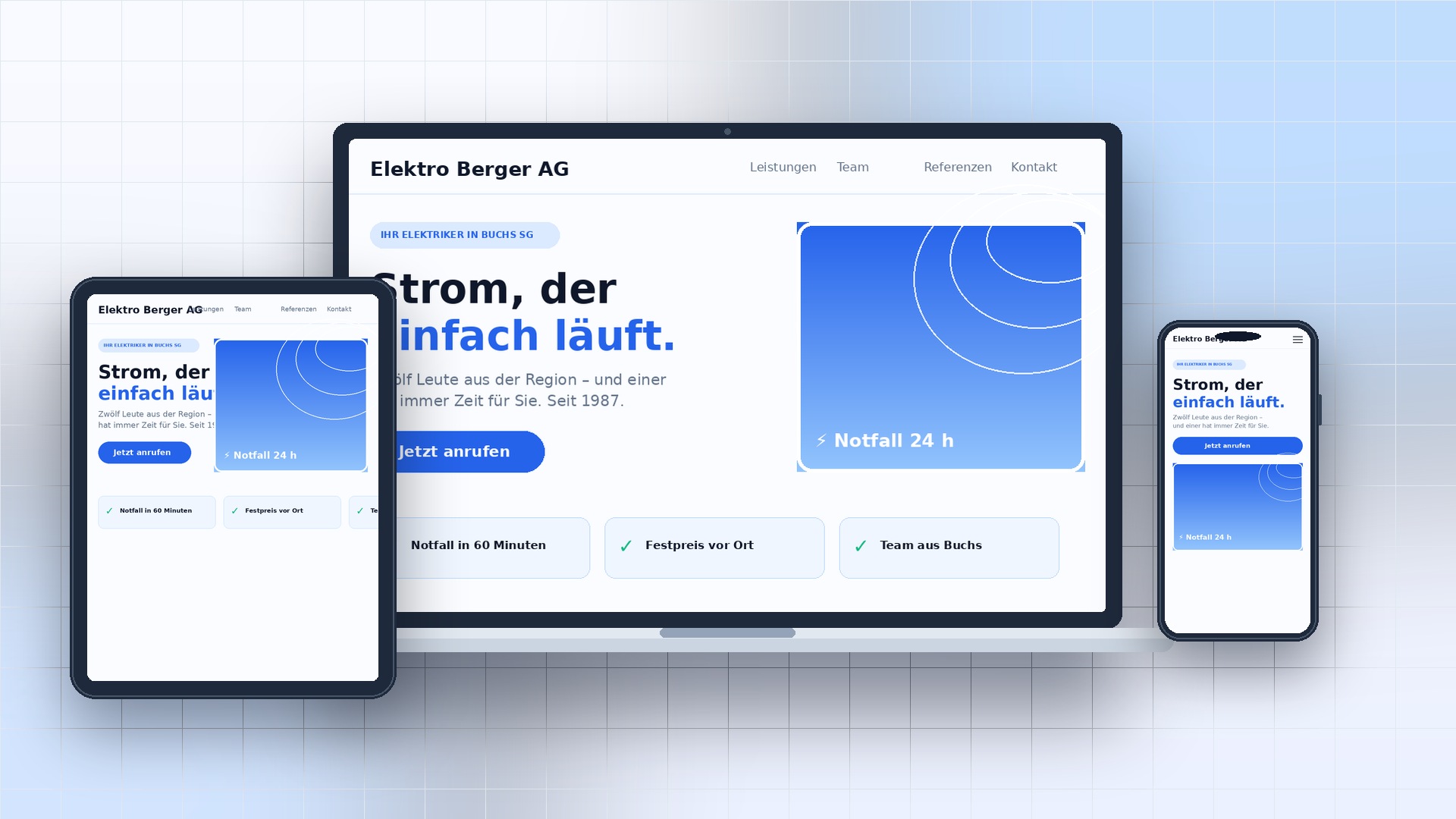 Website auf Laptop, Tablet und Smartphone